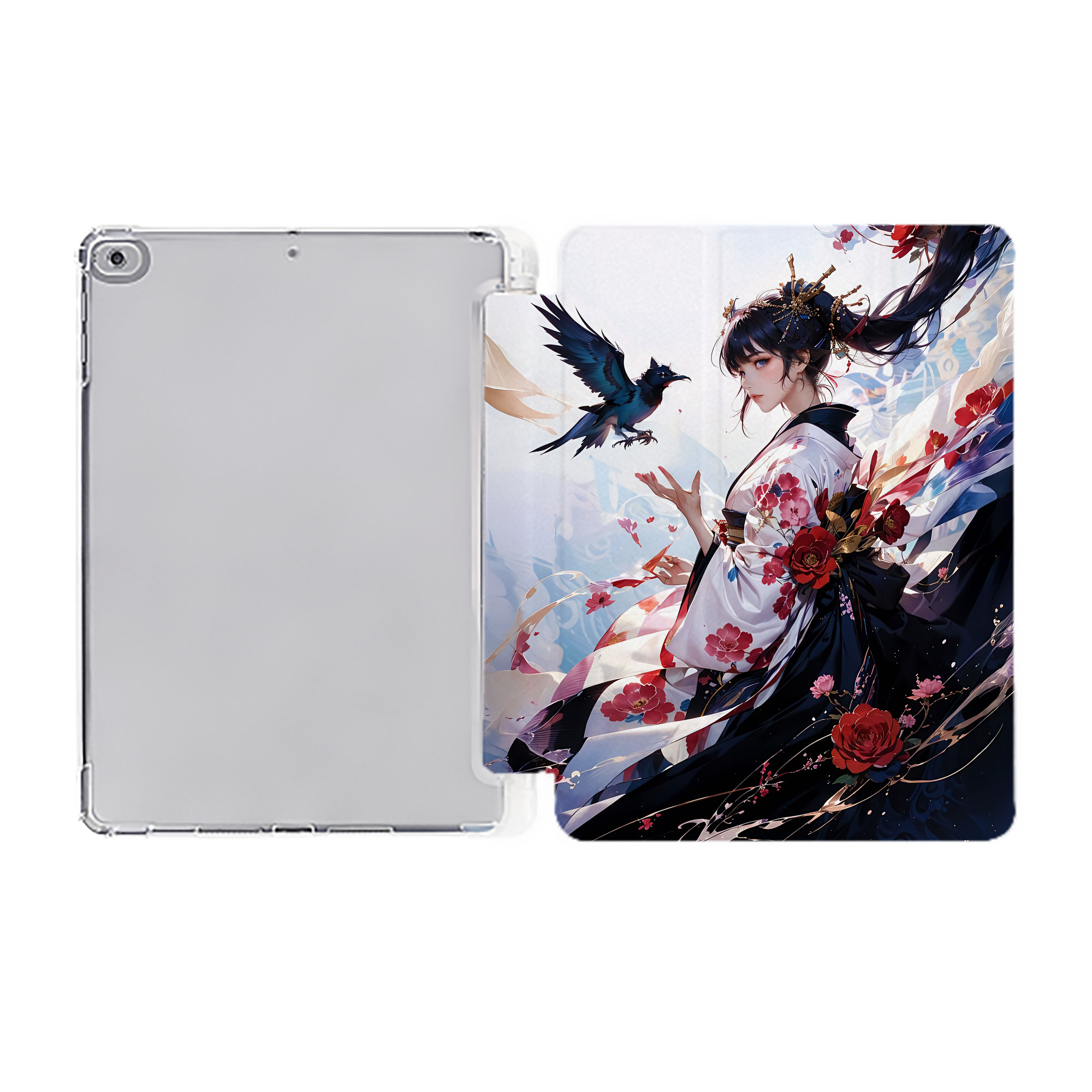 （画像用） 刀剣乱舞 Touken Ranbu IPad ケース ペン収納付き 三つ折りスタンド PUレザー×シリコン 対応機種9.5/10.5/10.9インチ